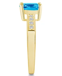 Macy's Blue Topaz and Diamond Ring (2-3/4 ct.t.w 1/8 ct.t.w) 14K Yellow Gold