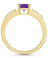 Macy's Amethyst and Diamond Ring (1- 1/5 ct.t.w 1/8 ct.t.w) 14K Yellow Gold