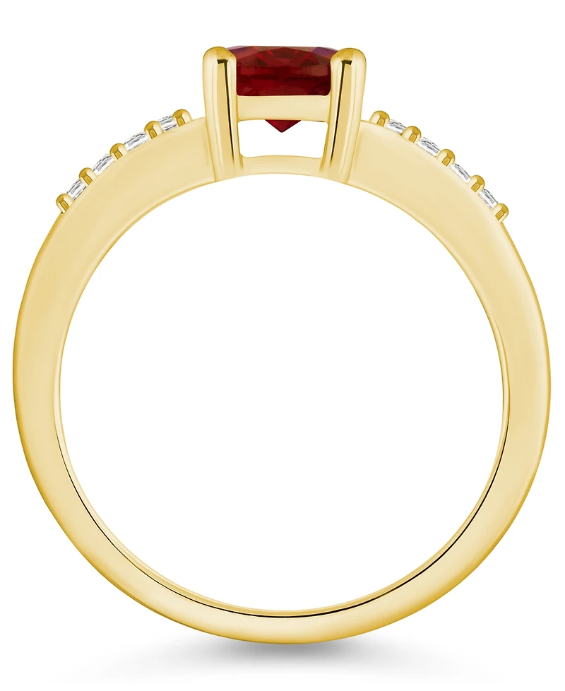 Macy's Garnet and Diamond Ring (1-1/2 ct.t.w 1/8 ct.t.w) 14K Yellow Gold