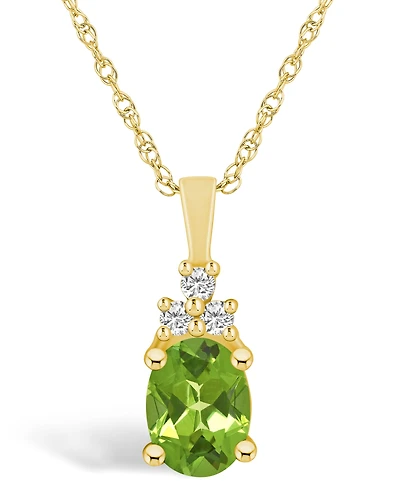 Macy's Peridot (1-1/3 Ct. T.w.) and Diamond (1/10 Ct. T.w.) Pendant Necklace in 14K Yellow Gold