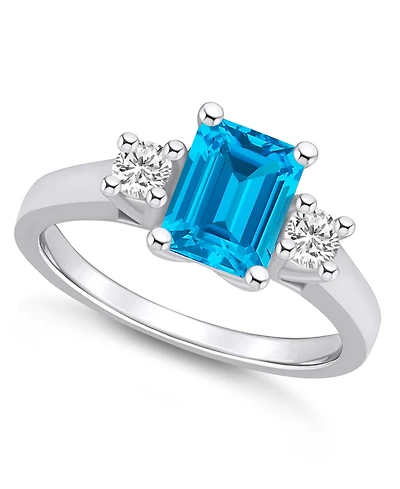 Macy's Blue Topaz and Diamond Ring (2 ct.t.w 1/4 ct.t.w) 14K Gold