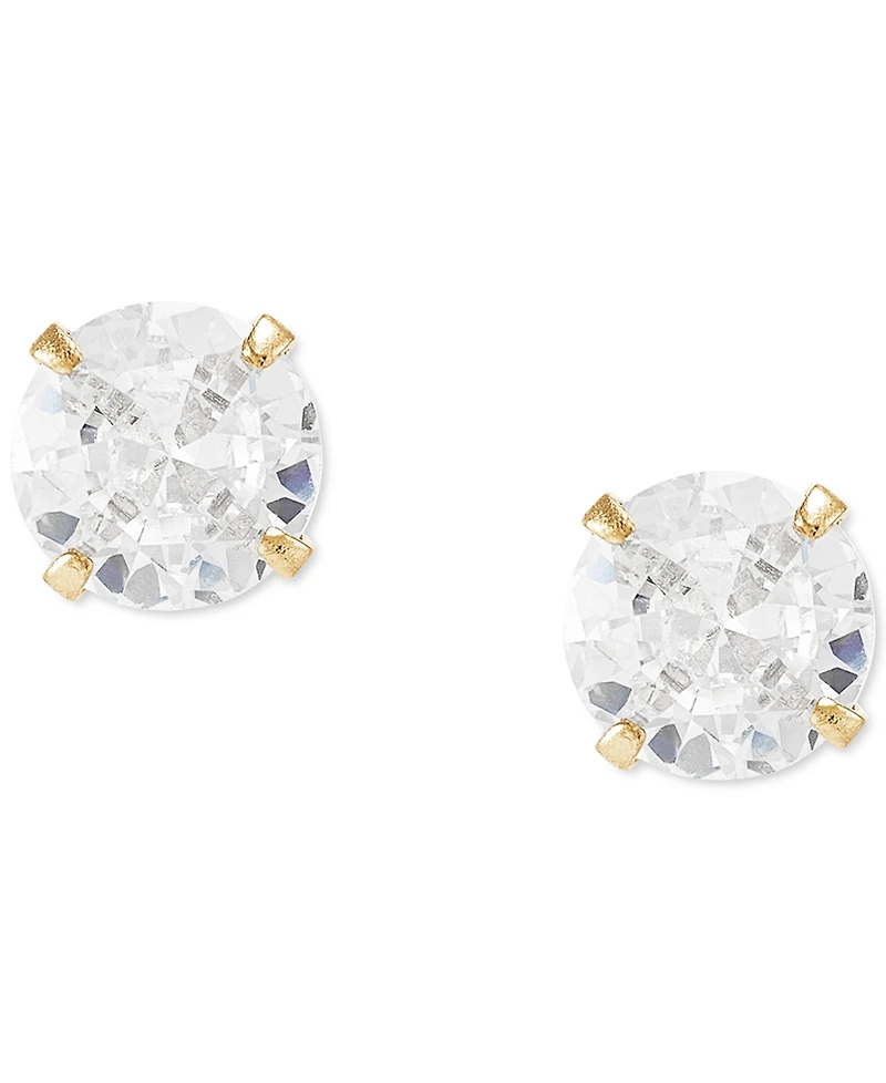 2-Pc. Set Cubic Zirconia Stud & Textured Greek Key Hoop Earrings in 10k Gold