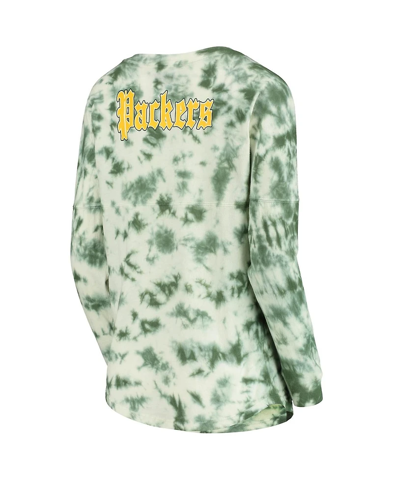 Women's New Era Green Green Bay Packers Tie-Dye Long Sleeve T-shirt