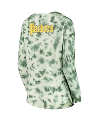 Women's New Era Green Green Bay Packers Tie-Dye Long Sleeve T-shirt
