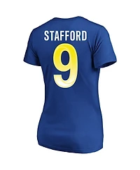 Women's Fanatics Matthew Stafford Royal Los Angeles Rams Super Bowl Lvi Plus Size Name and Number V-Neck T-shirt