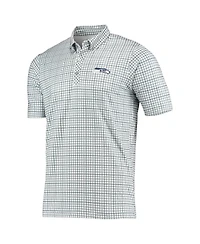 Men's Antigua Gray, Navy Seattle Seahawks Deliver Button-Down Polo Shirt