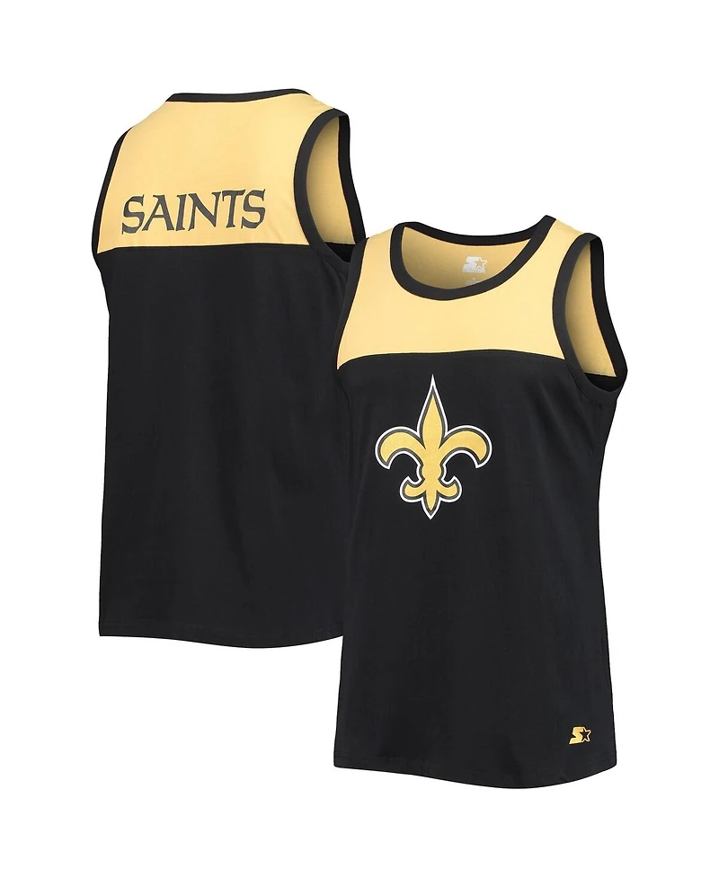 Men's Starter Black, Gold New Orleans Saints Team Touchdown Fashion Tank Top
