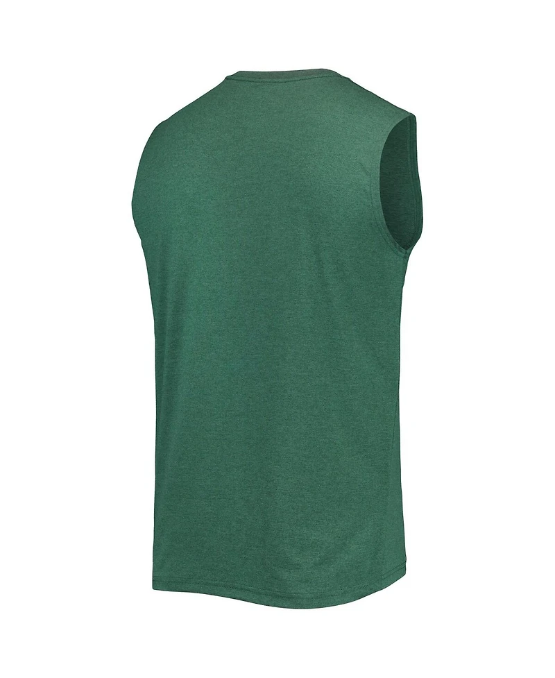 Men's New Era Green Green Bay Packers Brushed Sleeveless Tank Top