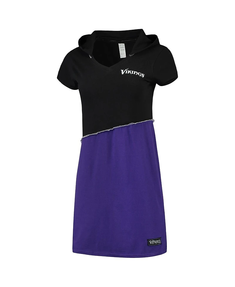 Women's Refried Apparel Black, Purple Minnesota Vikings Hooded Mini Dress