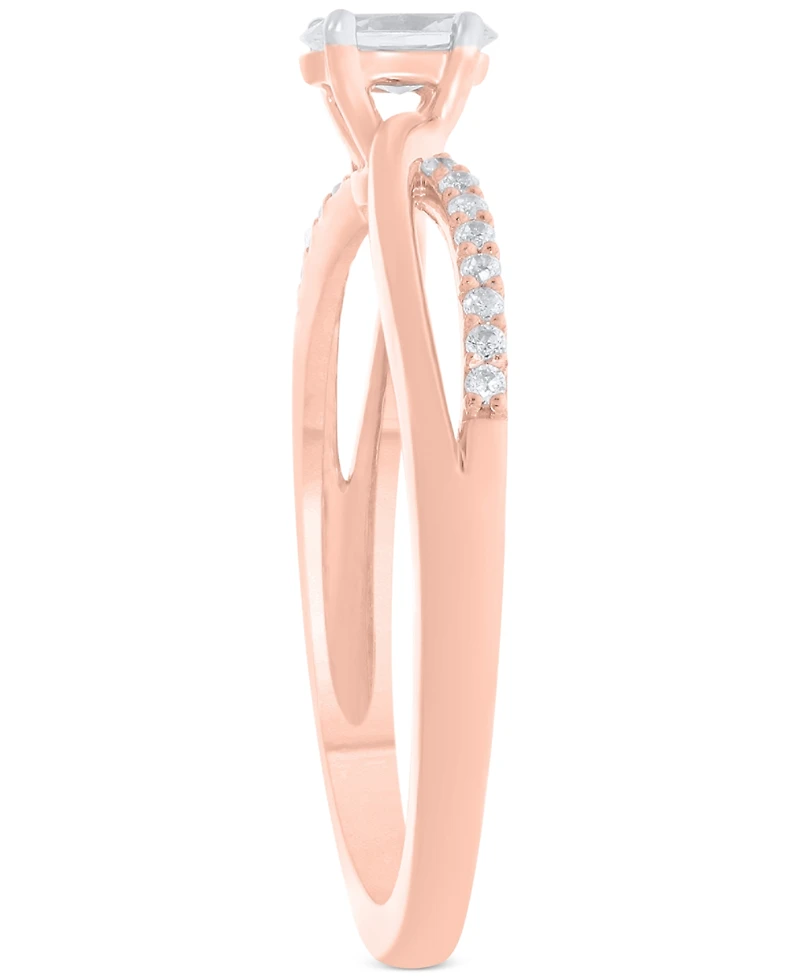 Diamond Oval-Cut Swirl Solitaire Engagement Ring (1/4 ct. tw) in 14k White, Yellow or Rose Gold