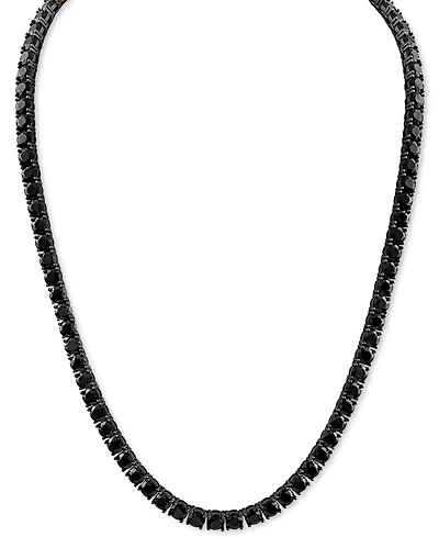 Esquire Men's Jewelry Black Spinel 24" Tennis Necklace in Black Ruthenium-Plated Sterling Silver, Created for Macy's