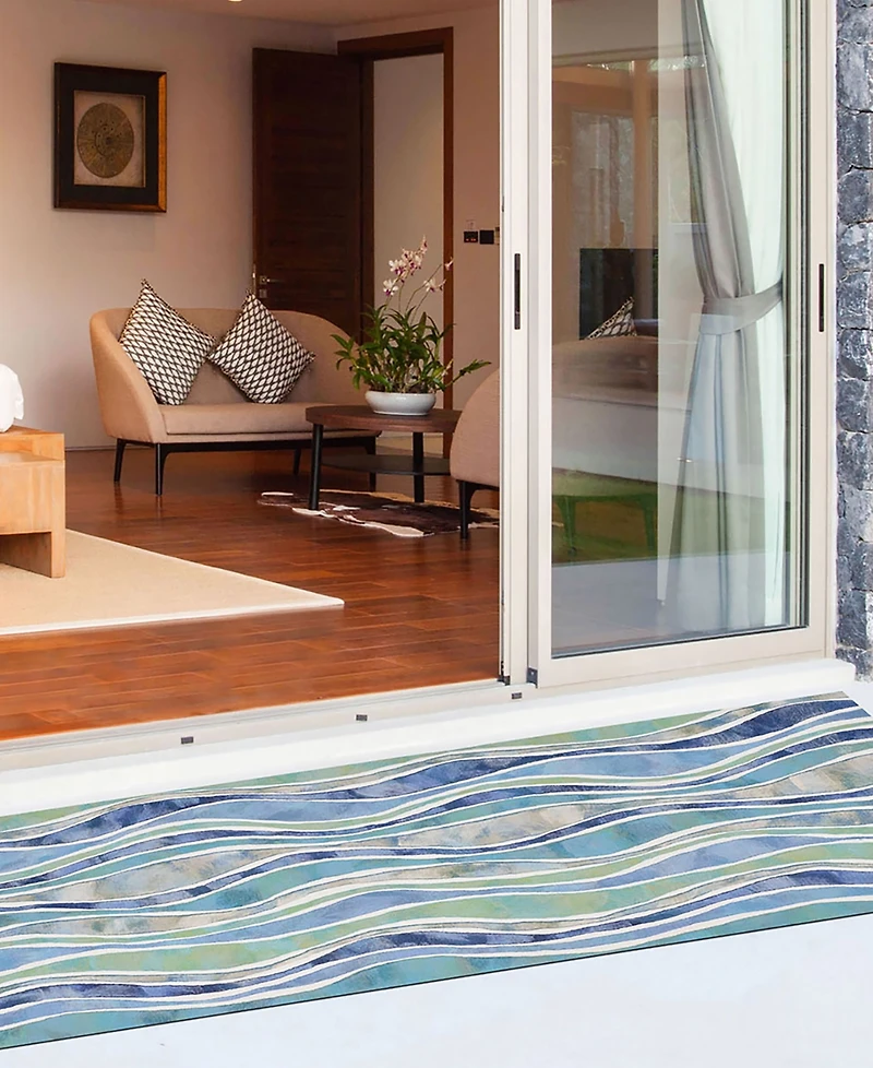 Liora Manne' Visions Iii Wave 2'3" x 8' Runner Outdoor Area Rug