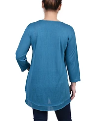 Ny Collection Petite 3/4 Sleeve V-neck Top