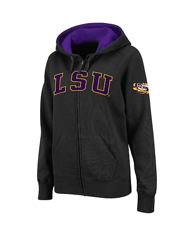 Women's Colosseum Black Lsu Tigers Arched Name Full-Zip Hoodie