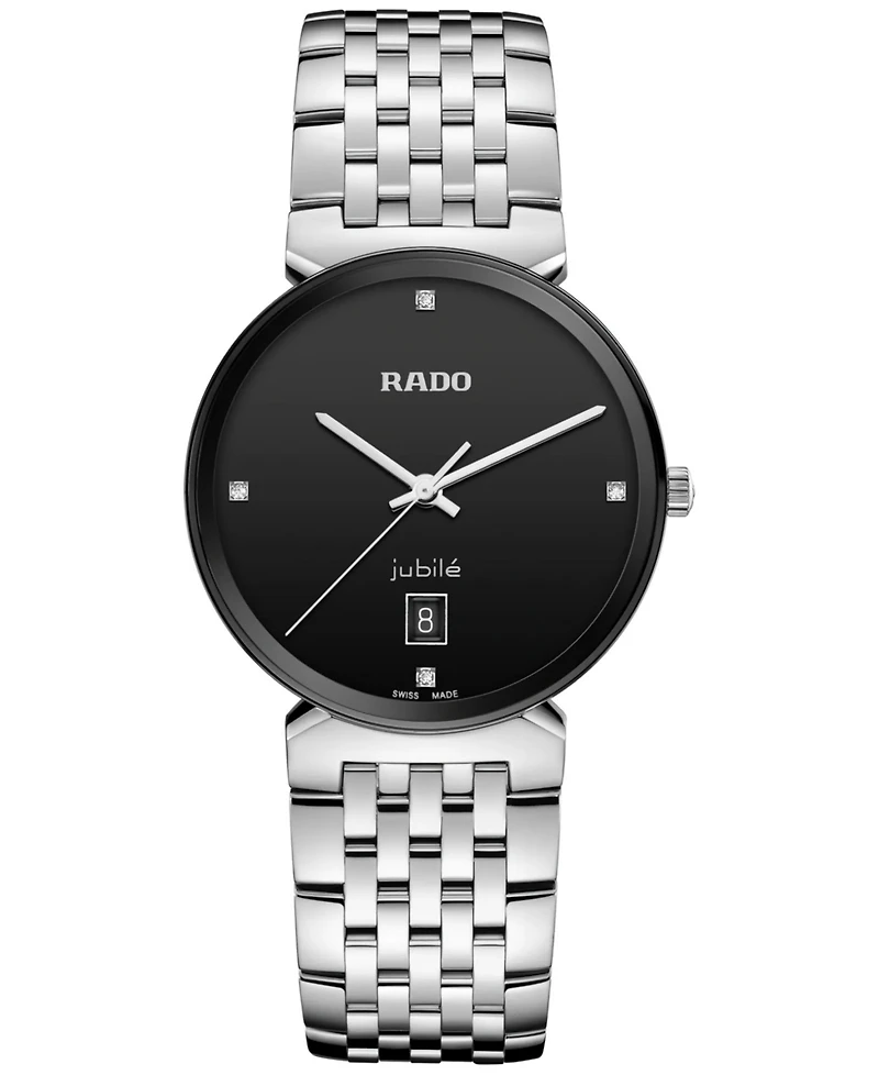 Rado Women's Swiss Florence Classic Diamond Accent Stainless Steel Bracelet Watch 38mm