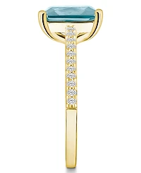 Macy's Aquamarine (3 ct. t.w.) and Diamond (1/4 Ring 14K Yellow Gold