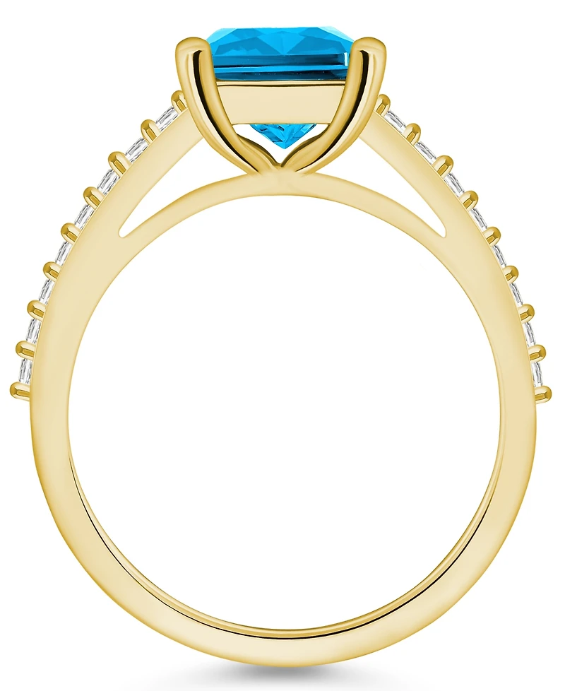Macy's Blue Topaz (4-1/4 ct. t.w.) and Diamond (1/4 Ring 14K Yellow Gold