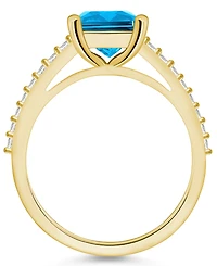 Macy's Blue Topaz (4-1/4 ct. t.w.) and Diamond (1/4 Ring 14K Yellow Gold