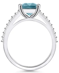 Macy's Aquamarine (3 ct. t.w.) and Diamond (1/4 Ring 14K White Gold