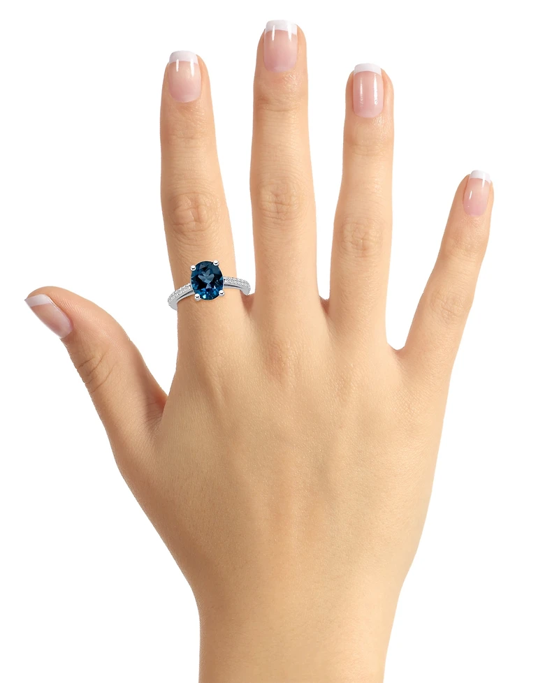 Macy's London Blue Topaz (3-5/8 ct. t.w.) and Diamond (1/4 Ring 14K White Gold