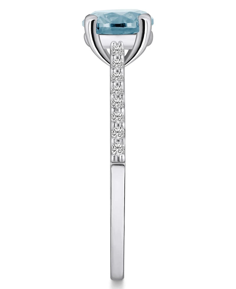 Macy's Aquamarine (1-1/4 ct. t.w.)and Diamond (1/6 t.w.) Ring 14K White Gold