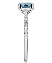 Macy's Aquamarine (1-1/4 ct. t.w.)and Diamond (1/6 t.w.) Ring 14K White Gold
