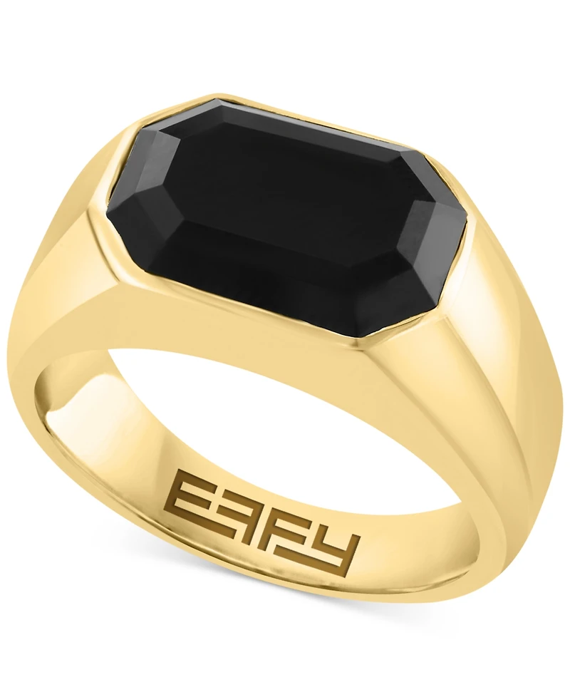 Effy Men's Onyx Ring in 14k Gold-Plated Sterling Silver