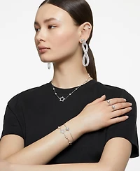 Swarovski Silver-Tone Constella Pave Button Earrings