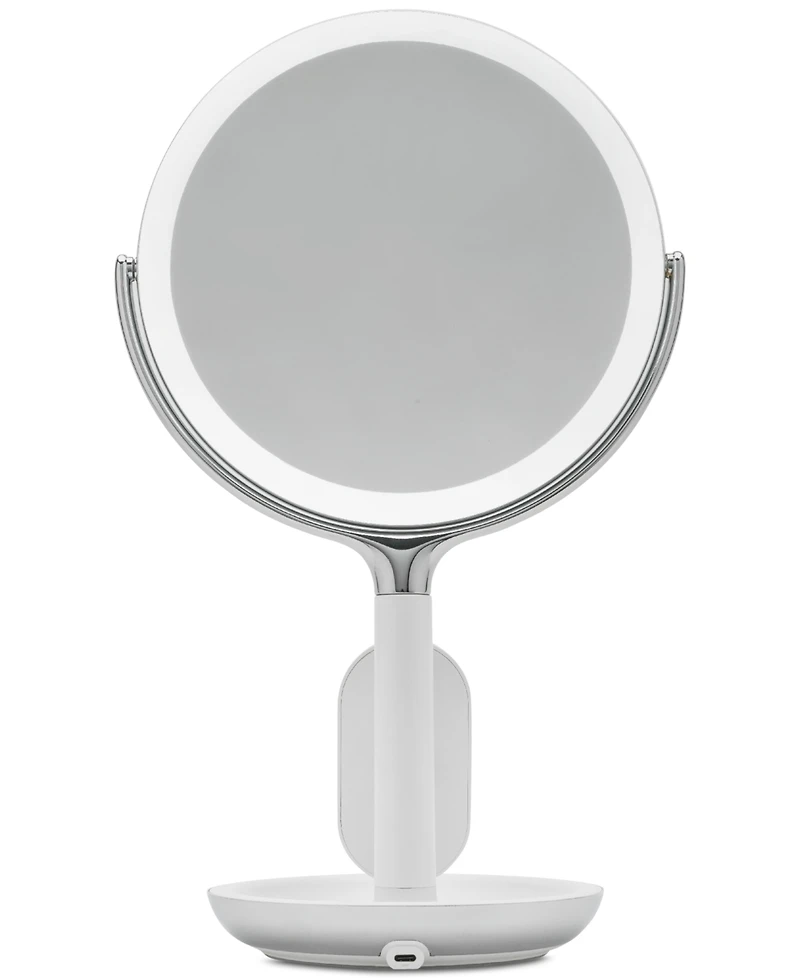 Sharper Image SpaStudio Vanity 8-inch Mirror with Built-In Qi Wireless Phone Charger, 5X and 10X Magnification