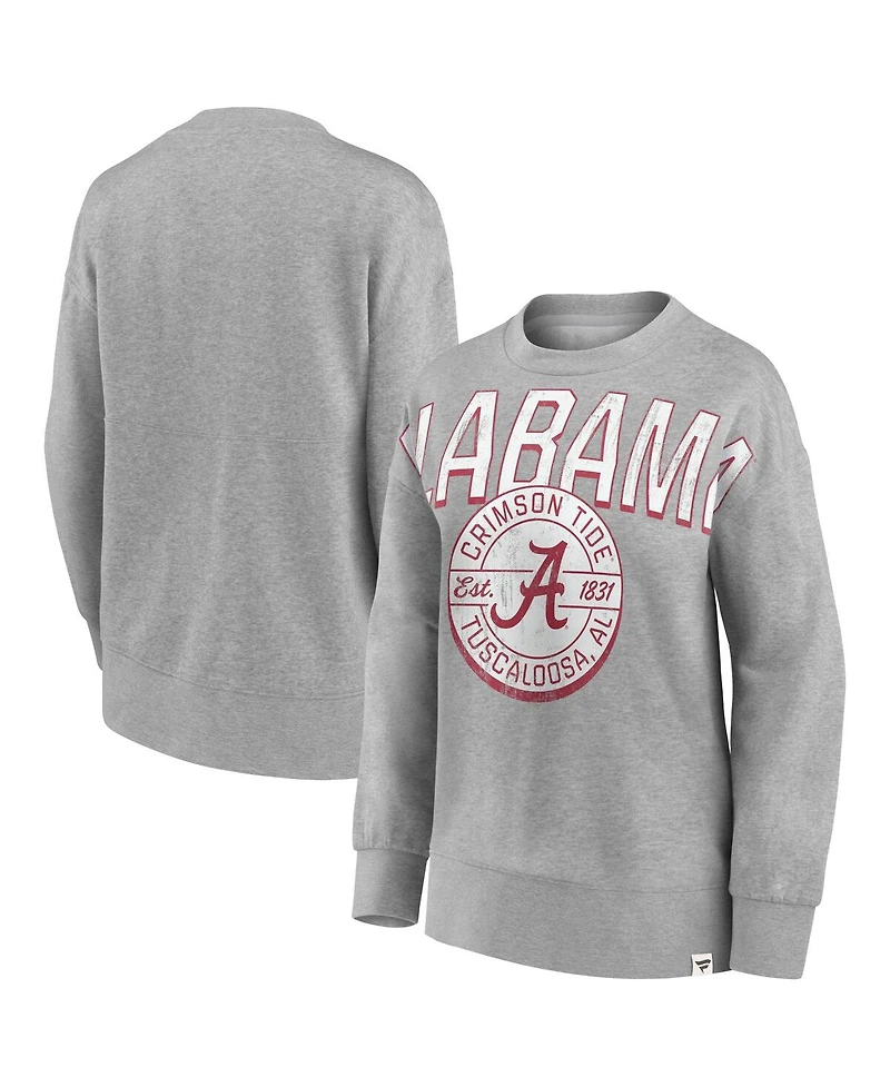 Women's Fanatics Heathered Gray Alabama Crimson Tide Jump Distribution Pullover Sweatshirt