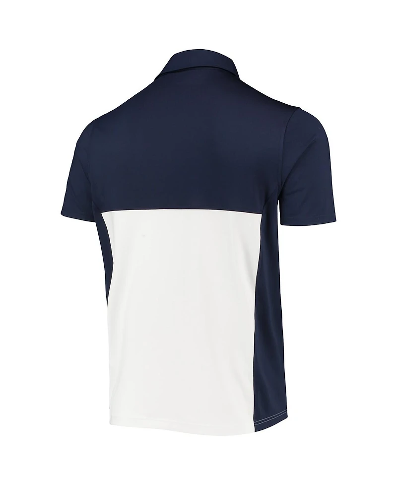 Men's Under Armour Navy, White Navy Midshipmen 2022 Blocked Coaches Performance Polo Shirt