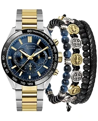 American Exchange Men's Two-Tone Metal Alloy Bracelet Watch 45mm Gift Set