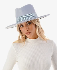 Marcus Adler Women's Chevron Trim Wool Blend Panama Hat