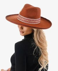 Marcus Adler Women's Chevron Trim Wool Blend Panama Hat