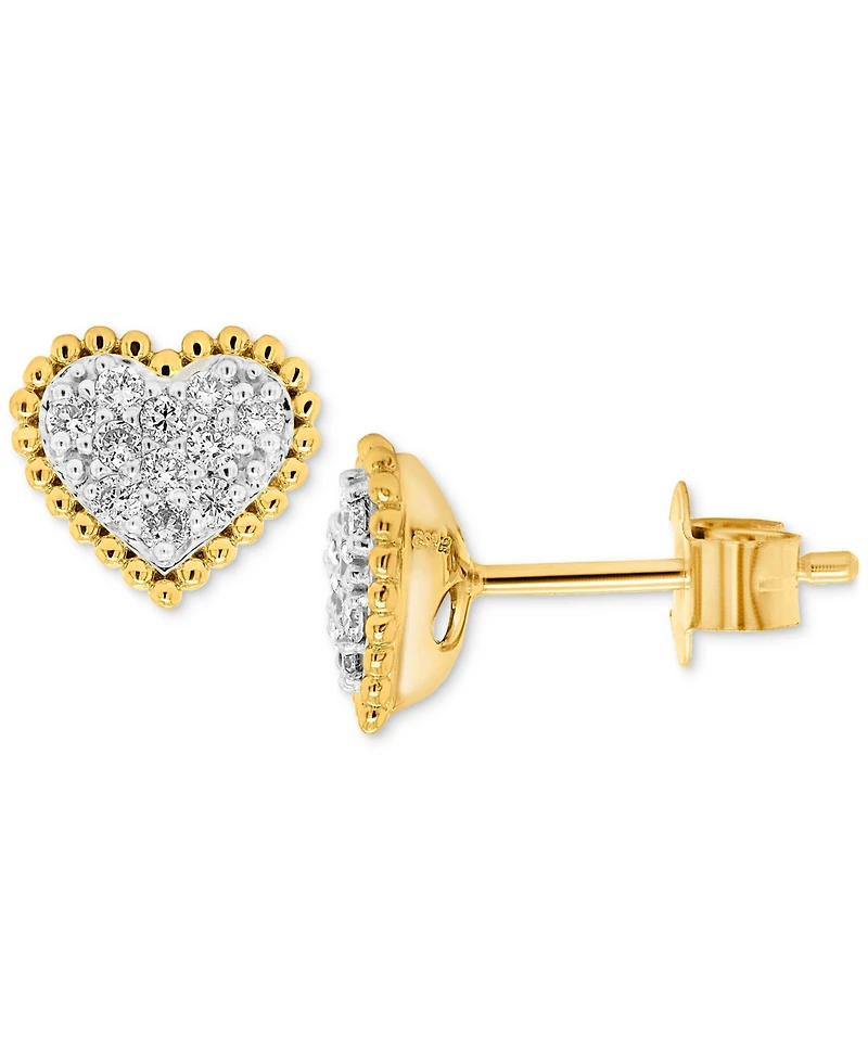 Forever Grown Diamonds Lab-Created Diamond Heart Cluster Bead Frame Stud Earrings (1/4 ct. t.w.) in 14k Gold-Plated Sterling Silver