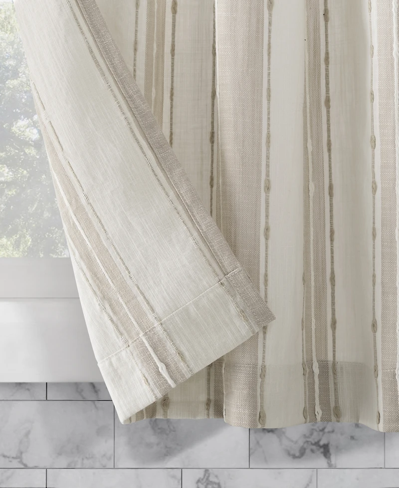 Slub Texture Stripe Cotton Cafe Curtain Pair