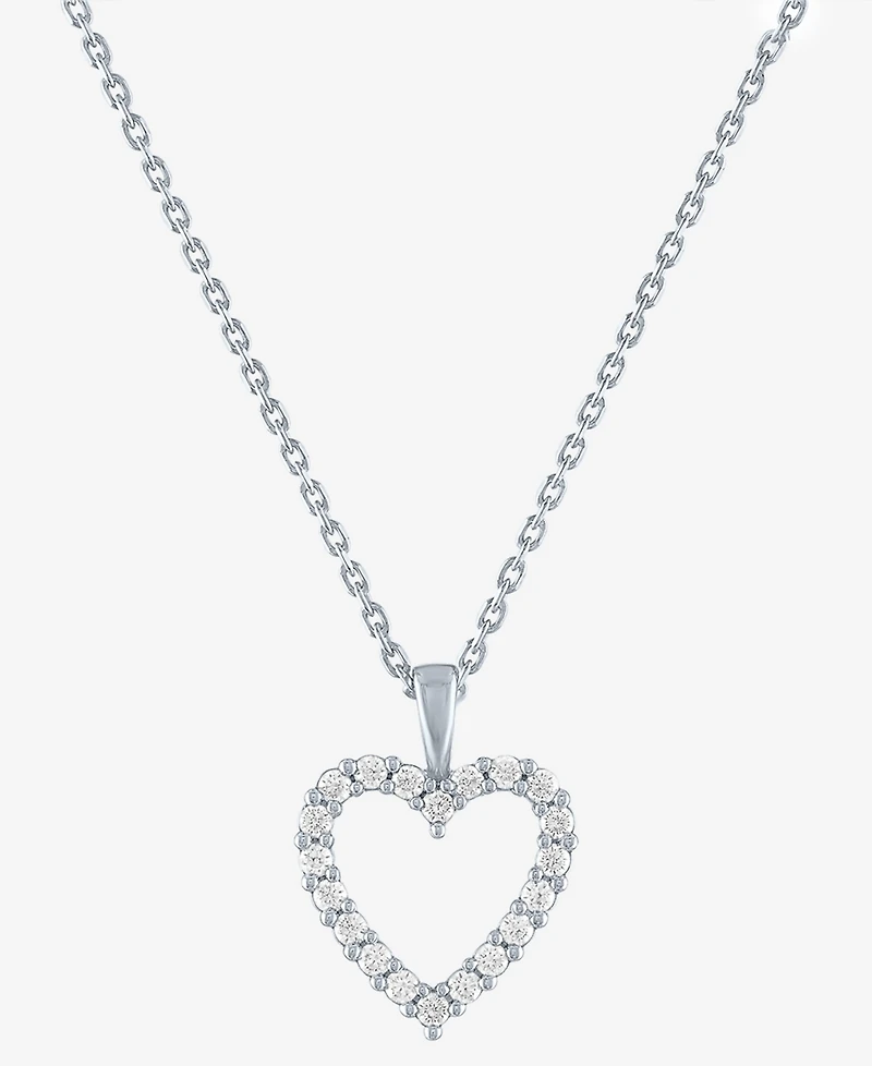 Forever Grown Diamonds Lab-Created Diamond Open Heart 18" Pendant Necklace (1/4 ct. t.w.) in Sterling Silver