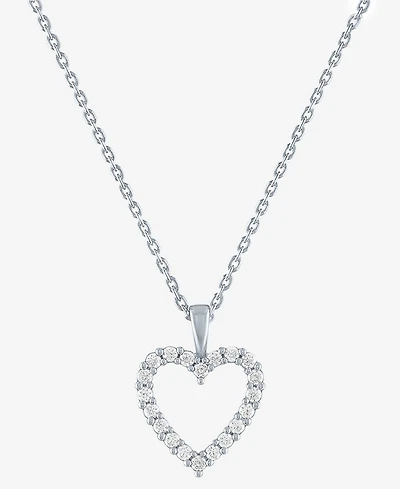 Forever Grown Diamonds Lab-Created Diamond Open Heart 18" Pendant Necklace (1/4 ct. t.w.) in Sterling Silver