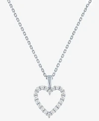 Forever Grown Diamonds Lab-Created Diamond Open Heart 18" Pendant Necklace (1/4 ct. t.w.) in Sterling Silver