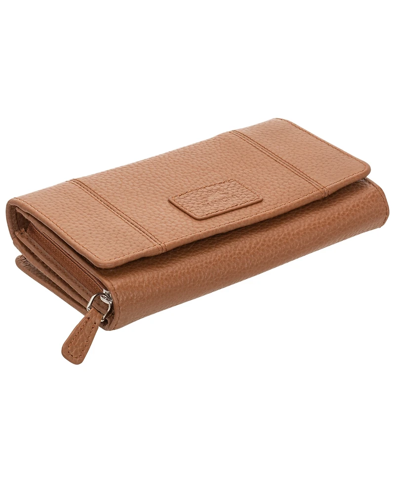 Mancini Women's Pebbled Collection Rfid Secure Mini Clutch Wallet