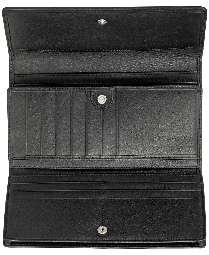 Mancini Women's Basket Weave Collection Rfid Secure Quadruple Fold Wallet