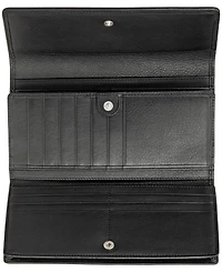 Mancini Women's Basket Weave Collection Rfid Secure Quadruple Fold Wallet