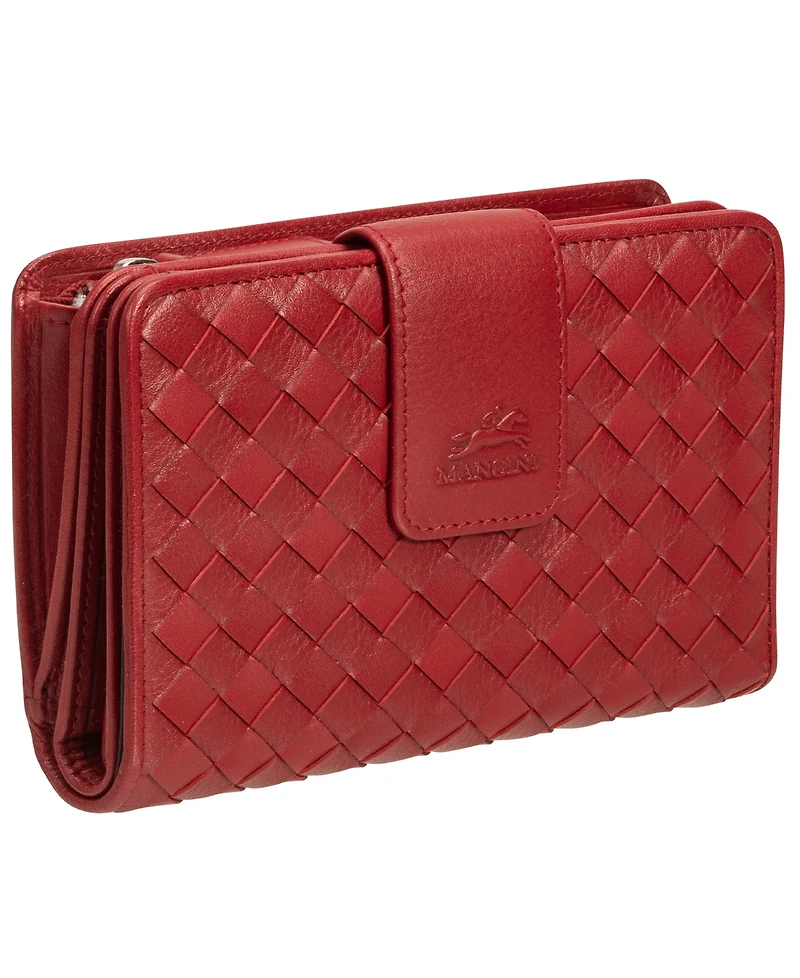 Mancini Women's Basket Weave Collection Rfid Secure Mini Clutch Wallet