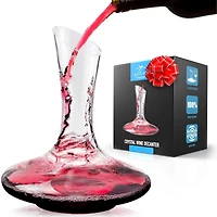 Zulay Kitchen Crystal Red Wine Decanter - 100% Hand Blown Lead-Free Glass Wine Aerator (1800ml)