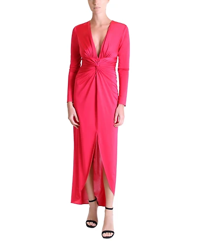 julia jordan Women's Plunge V-Neck Draped Maxi Dress