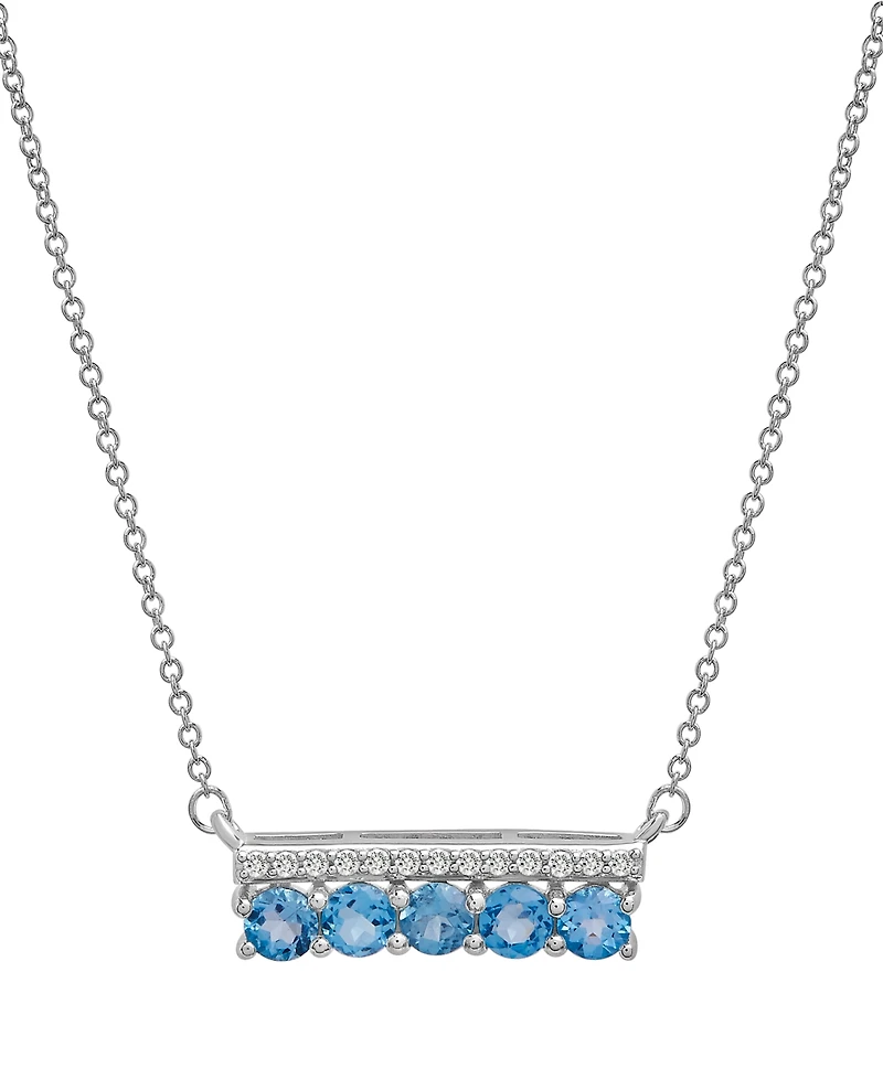 Amethyst (3/4 ct. t.w.) & Diamond (1/10 Bar 17" Pendant Necklace Sterling Silver (Also Lab-grown White Sapphire, Pink Sapphi