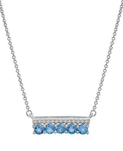 Amethyst (3/4 ct. t.w.) & Diamond (1/10 Bar 17" Pendant Necklace Sterling Silver (Also Lab-grown White Sapphire, Pink Sapphi