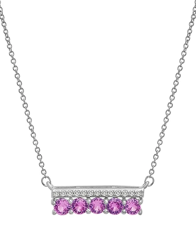 Amethyst (3/4 ct. t.w.) & Diamond (1/10 ct. t.w.) Bar 17" Pendant Necklace in Sterling Silver (Also in Lab-grown White Sapphire, Lab-grown Pink Sapphi