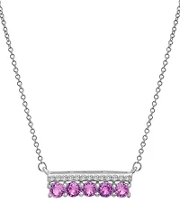 Amethyst (3/4 ct. t.w.) & Diamond (1/10 ct. t.w.) Bar 17" Pendant Necklace in Sterling Silver (Also in Lab-grown White Sapphire, Lab-grown Pink Sapphi