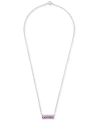 Amethyst (3/4 ct. t.w.) & Diamond (1/10 ct. t.w.) Bar 17" Pendant Necklace in Sterling Silver (Also in Lab-grown White Sapphire, Lab-grown Pink Sapphi